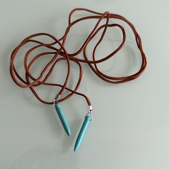 Brown Leather Necklace A1393 - Picture 3 of 4